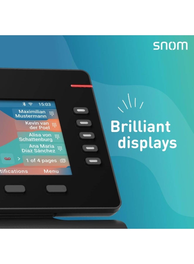 Snom هاتف سنام D862 VOIP المكتبي، شاشة ملونة IPS بحجم 5 إنش، اتصال USB 2.0، 8 مفاتيح وظائف قابلة للبرمجة، تحسين تقليل الضوضاء - Image 3